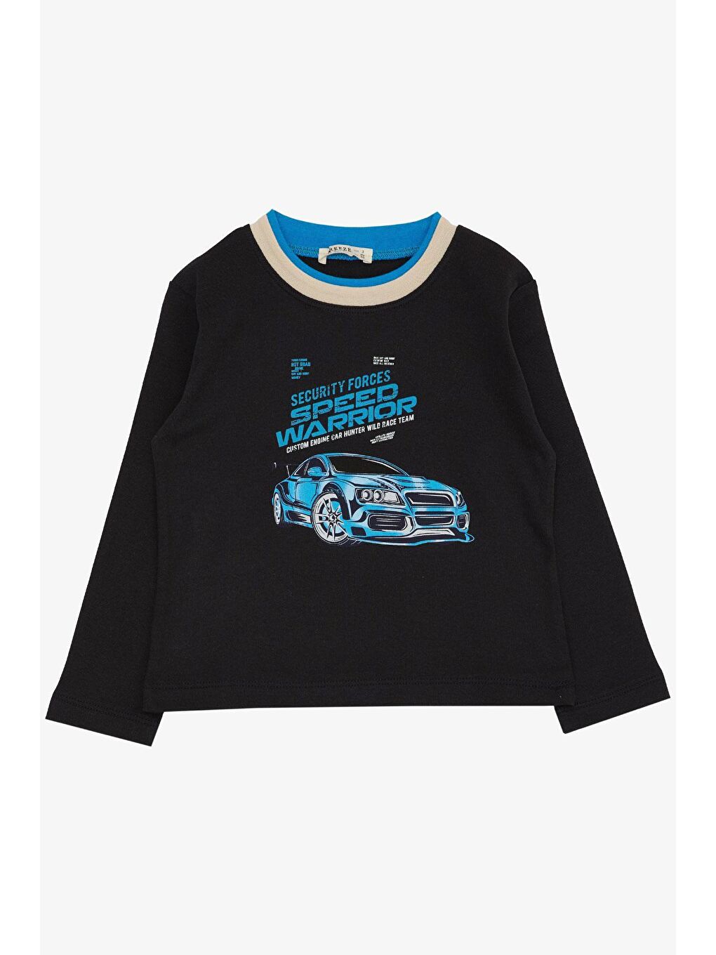 Erkek Çocuk Uzun Kollu Tişört Yarış Temalı Araba Baskılı Lacivert (3-7 Yaş)