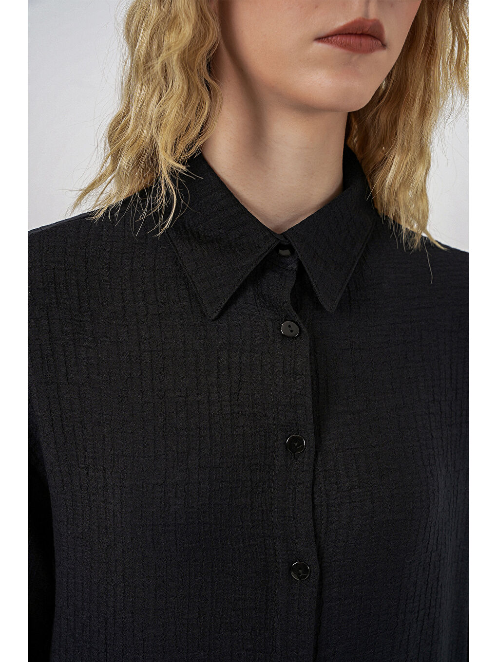 Kadın Dokulu Oversize Tunik 5989 - Siyah-4
