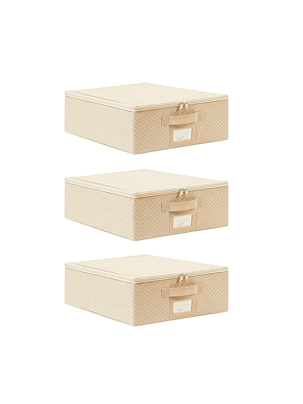 3'lü Küçük Boy Bej Balıksırtı Destekli Hurç Set 31 x 38 x 12 cm-1