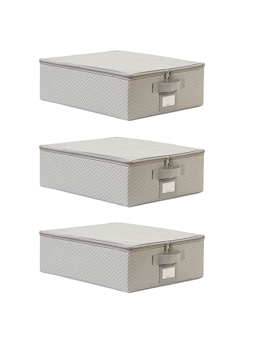 3'lü Küçük Boy Gri Balıksırtı Destekli Hurç Set 31 x 38 x 12 cm-1