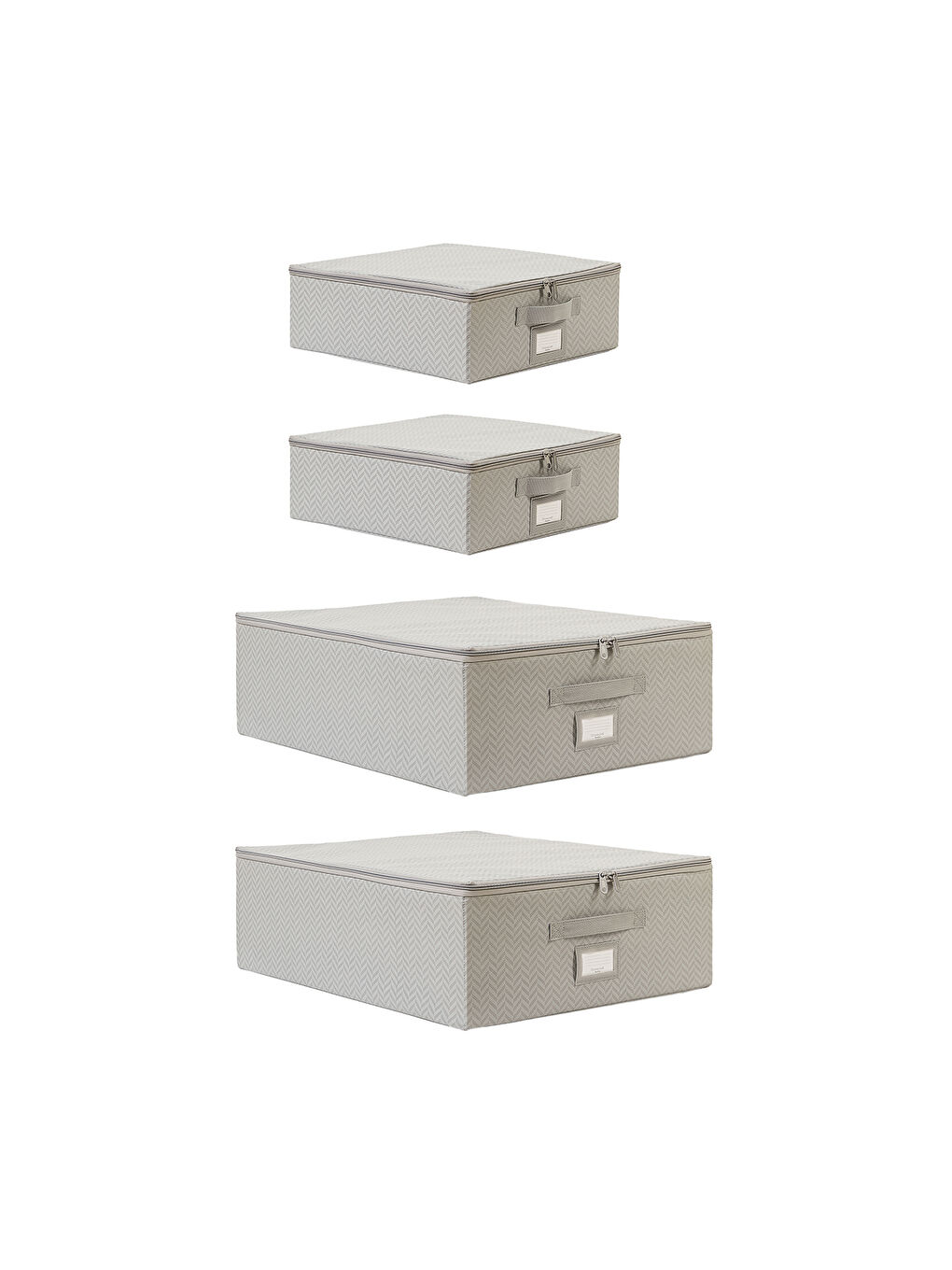 4'lü Gri Balıksırtı Destekli Hurç Set 2 Adet 31 x 38 x 12 + 45 x 55 x 18 cm-1