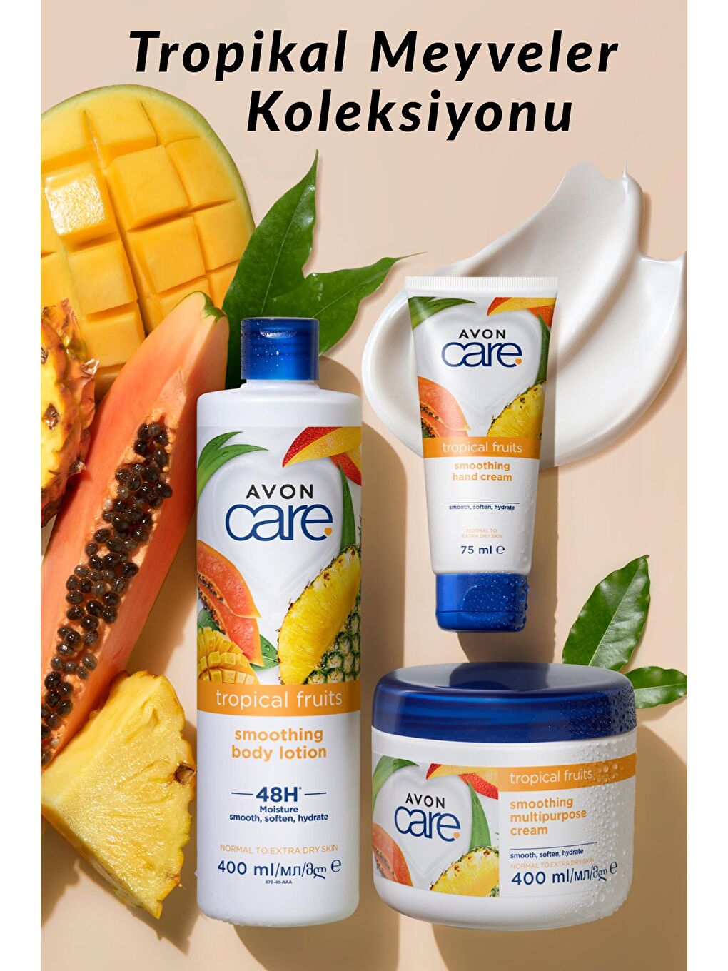 AVON Care Tropical Fruits Ananas, Mango ve Papaya Özlü Vücut Losyonu 400 Ml. Üçlü Set - 4