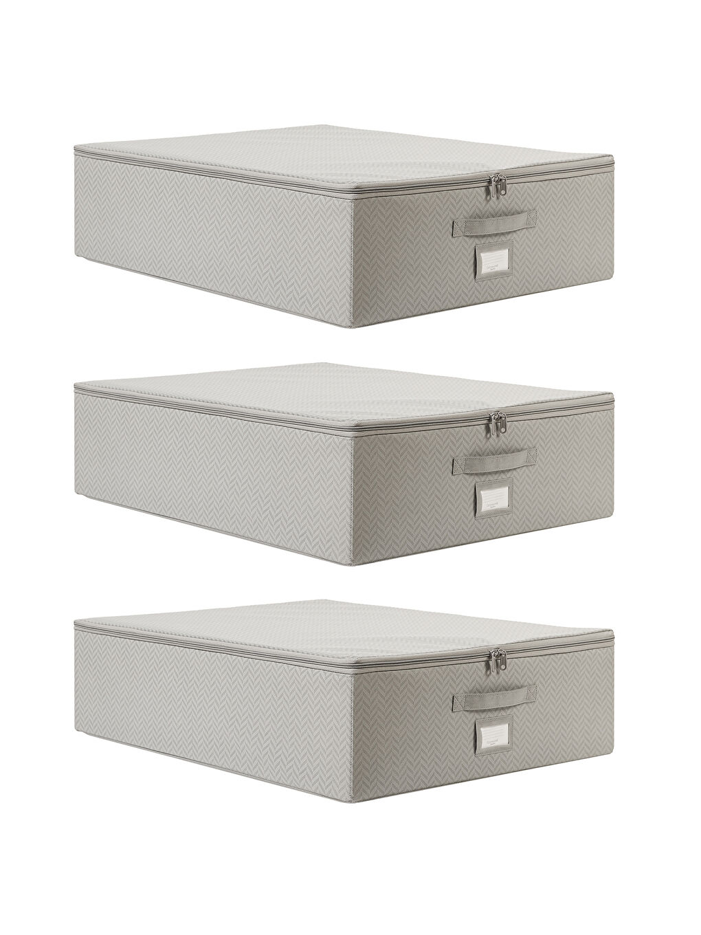 3'lü Büyük Boy Gri Balıksırtı Destekli Hurç Set 55 x 70 x 18 cm-1