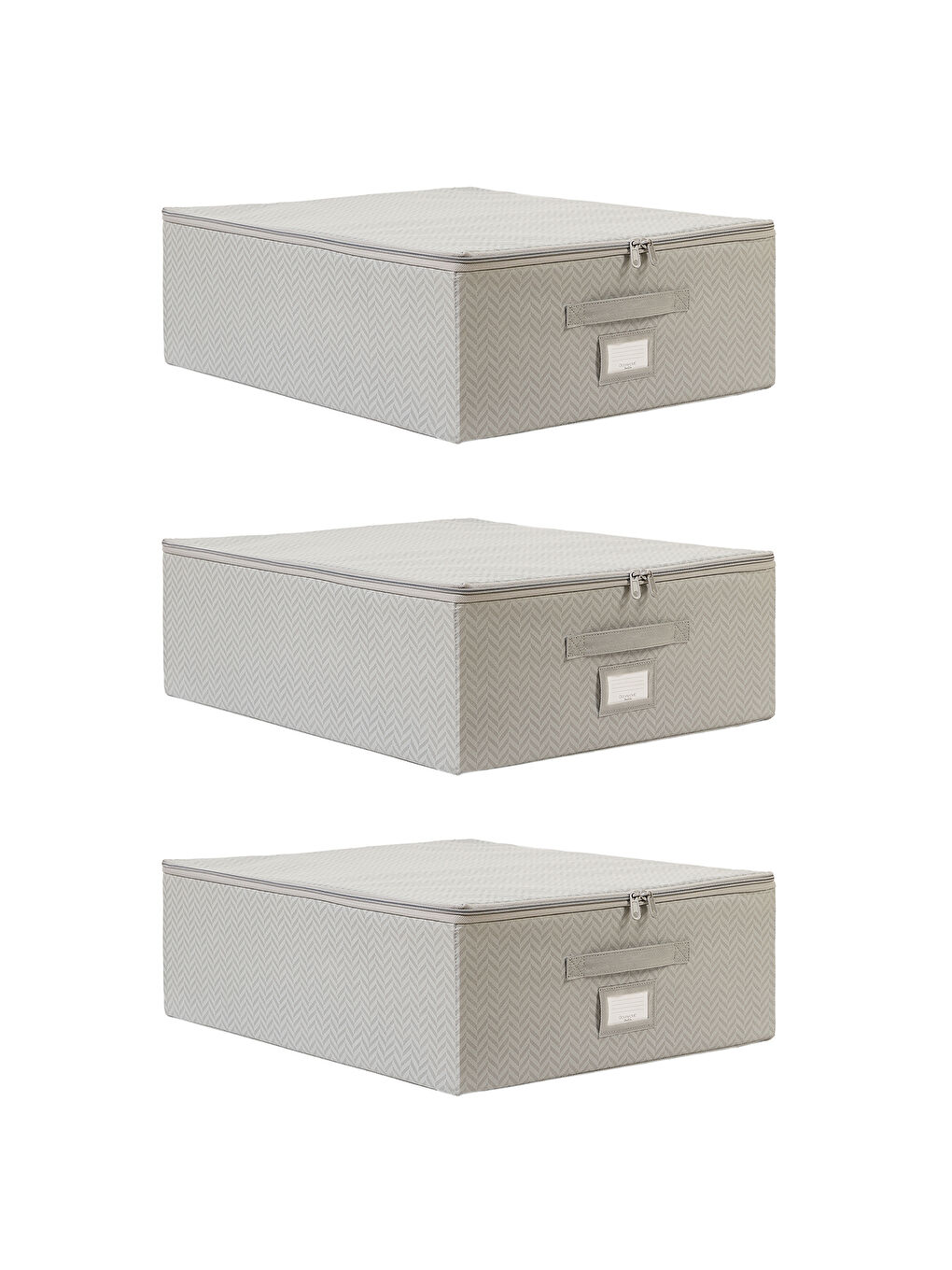 3'lü Orta Boy Gri Balıksırtı Destekli Hurç Set 45 x 55 x 18 cm-1