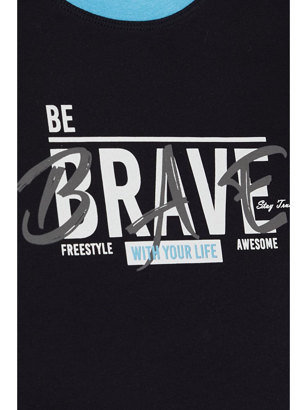 Erkek Çocuk Uzun Kollu Tişört Yazı Baskılı Lacivert (5-9 Yaş)-3