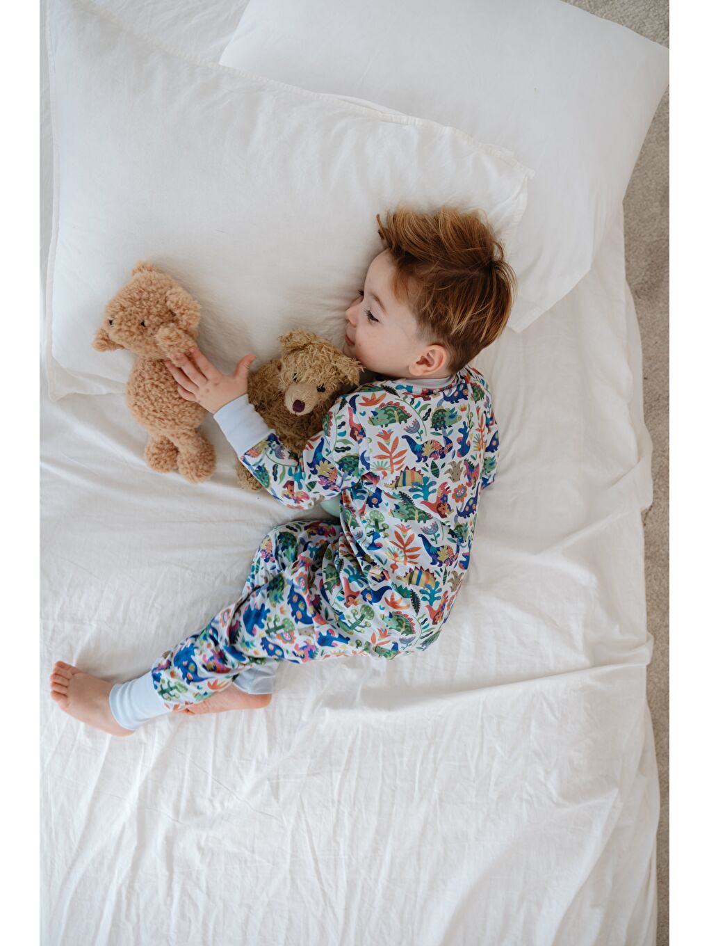 Mavi Dinozor Baskılı Color Shapes Çocuk Pijama Seti-1