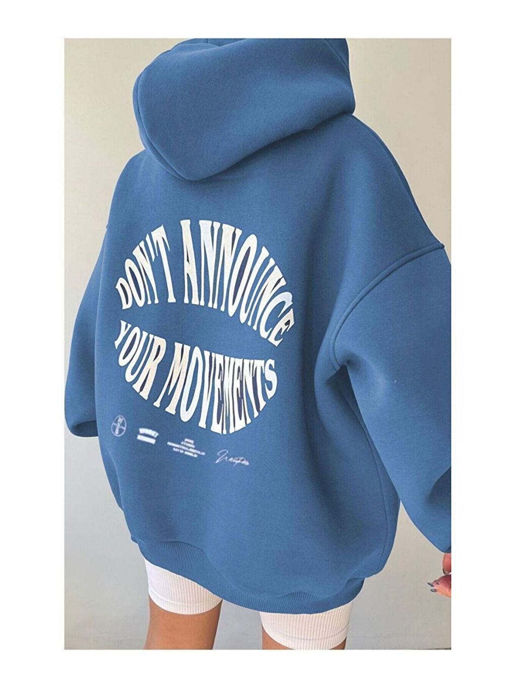 Trendseninle Açık İndigo İndigo Mavi Dont Hoodie Sweatshirt - 2