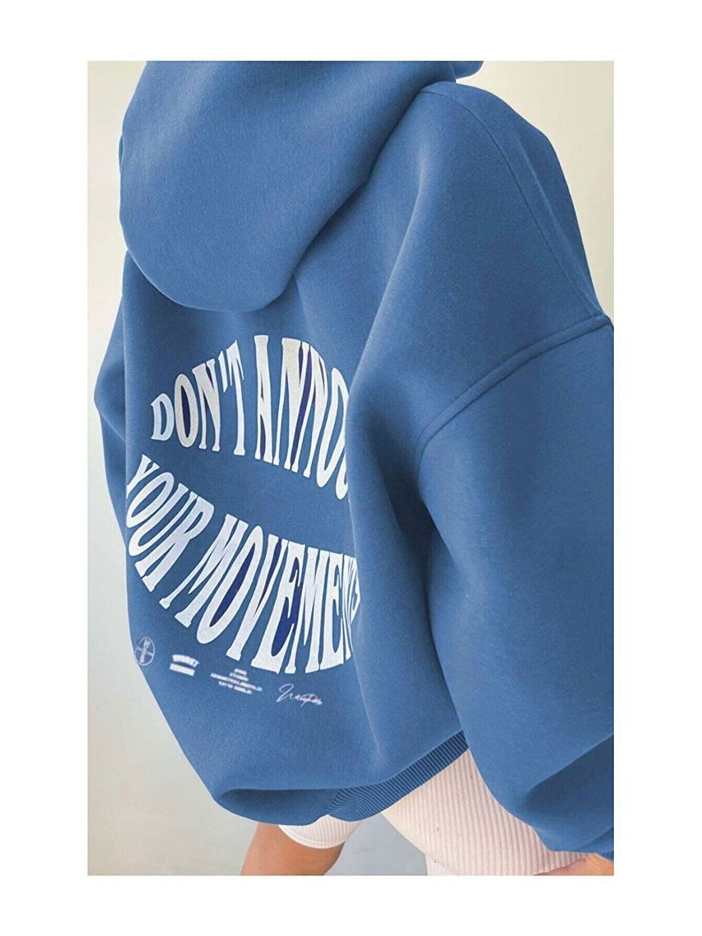 Trendseninle Açık İndigo İndigo Mavi Dont Hoodie Sweatshirt