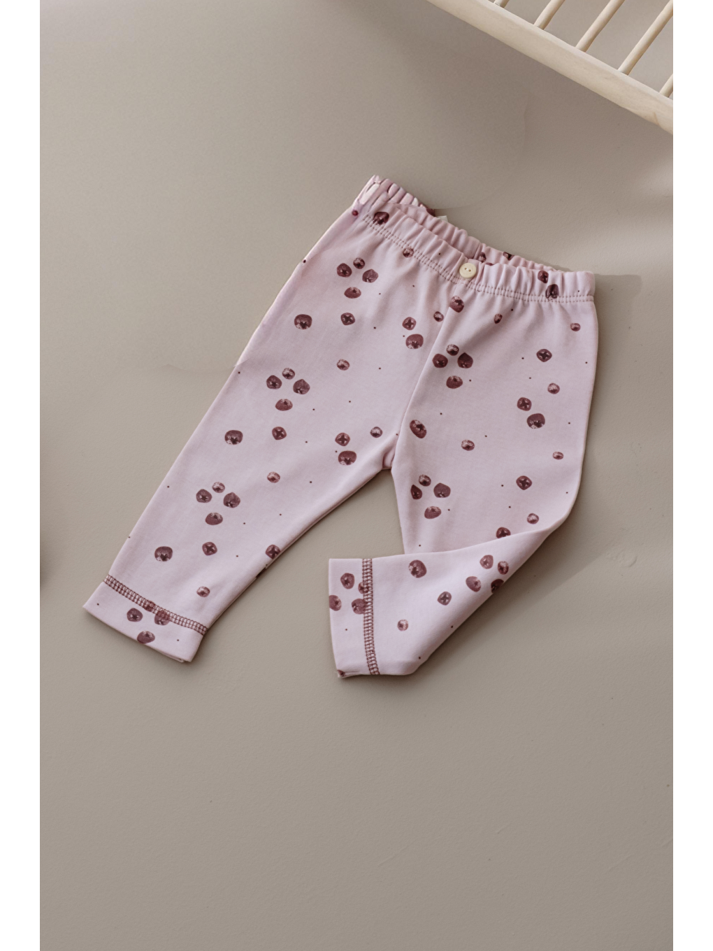 Mor Nar Baskılı Paça Dikiş Detaylı Bebek Tayt-1