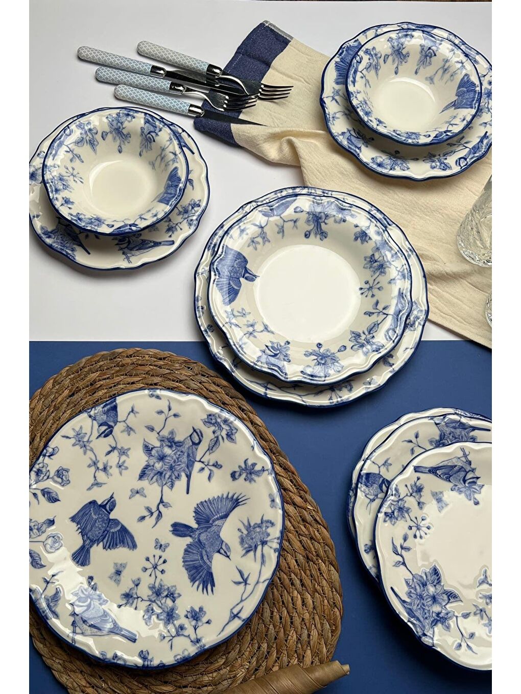 TABAK EVİ Ekru Stoneware Flower Yemek Takımı 6 Kişilik 24 Parça - 2