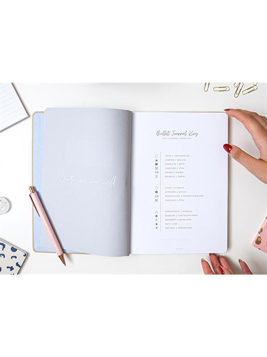 LE COLOR Karışık 17X24 Keten Noktalı Bullet Journal Defter Denizatı - 4