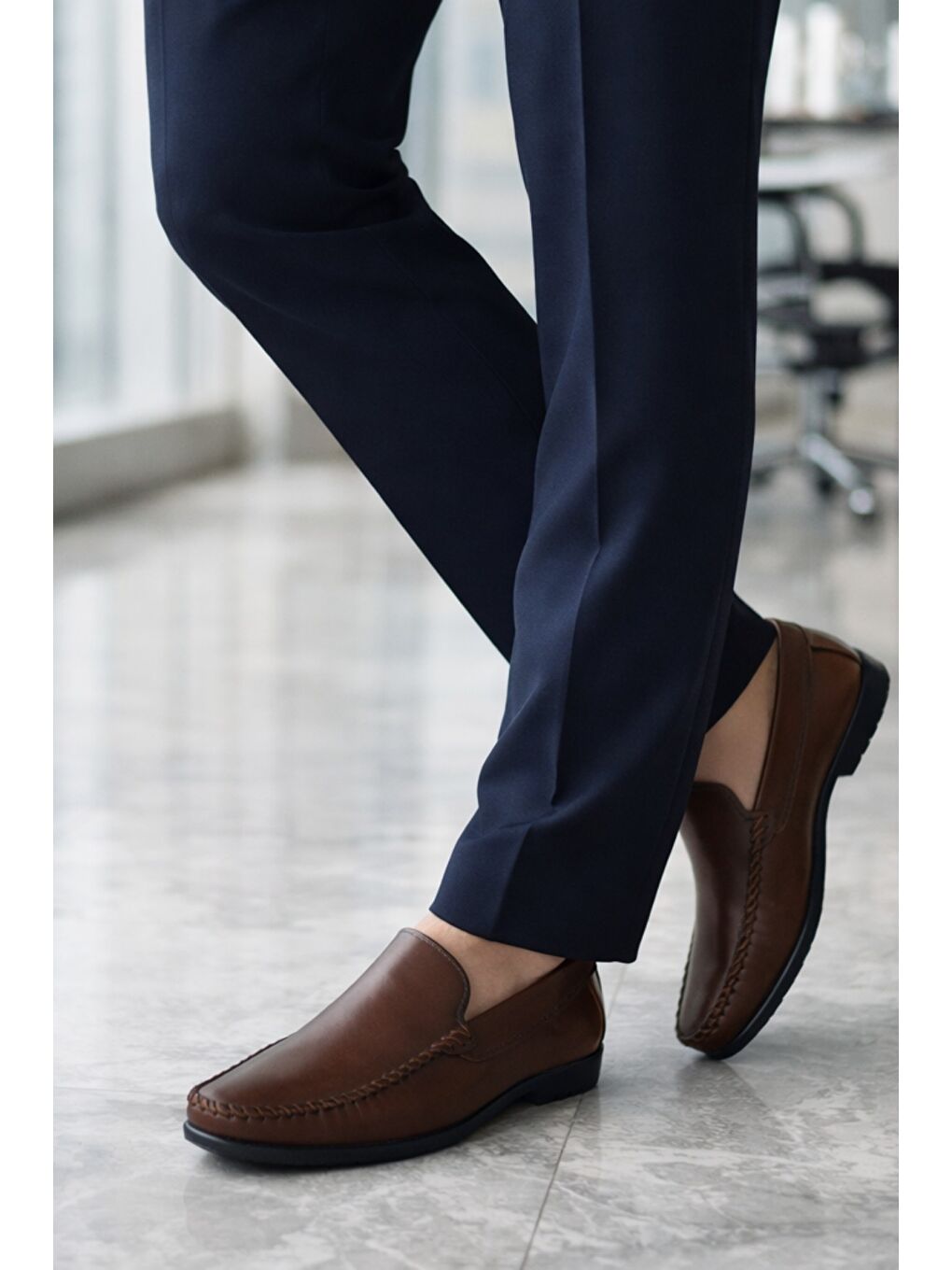 Kahverengi WİLLS Hakiki Deri Bağcıksız Erkek Günlük Klasik Loafer Ayakkabı-8