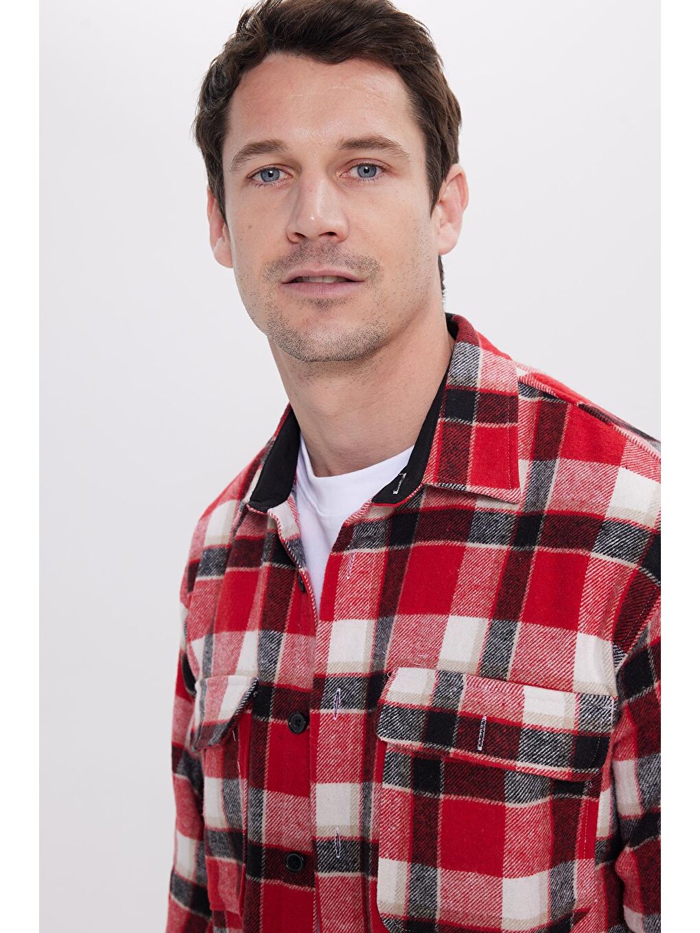 Karışık Erkek Relax Fit Rahat Kesim Çift Cepli Kışlık Oduncu Kareli Gömlek-1