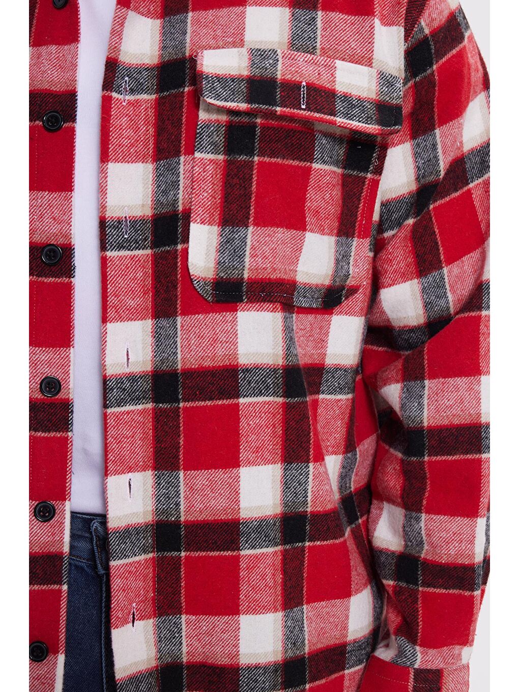 Karışık Erkek Relax Fit Rahat Kesim Çift Cepli Kışlık Oduncu Kareli Gömlek-2