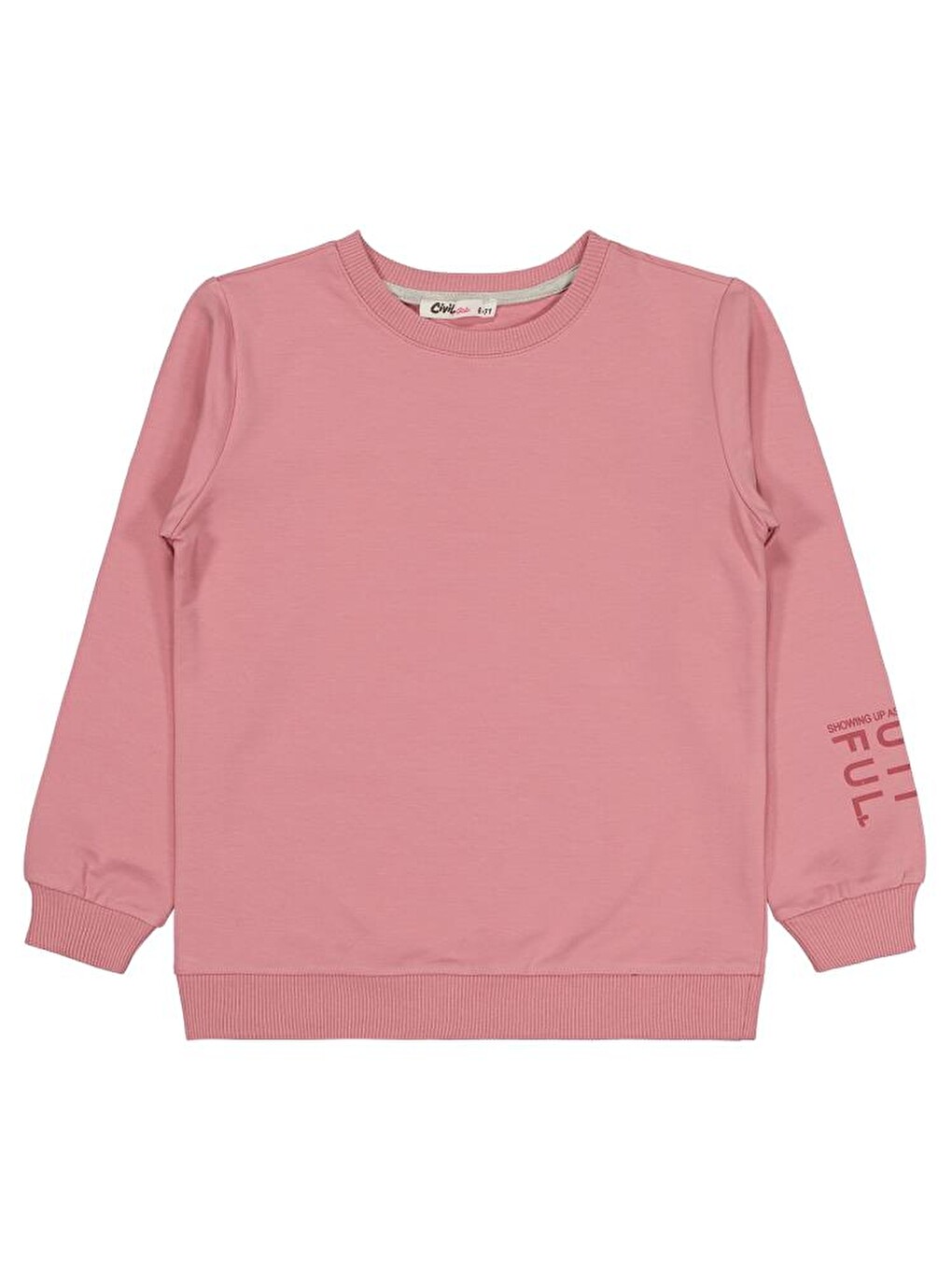 Girls Basic 10-13 Yaş Sweatshirt - Pembe 11-12 Yaş
