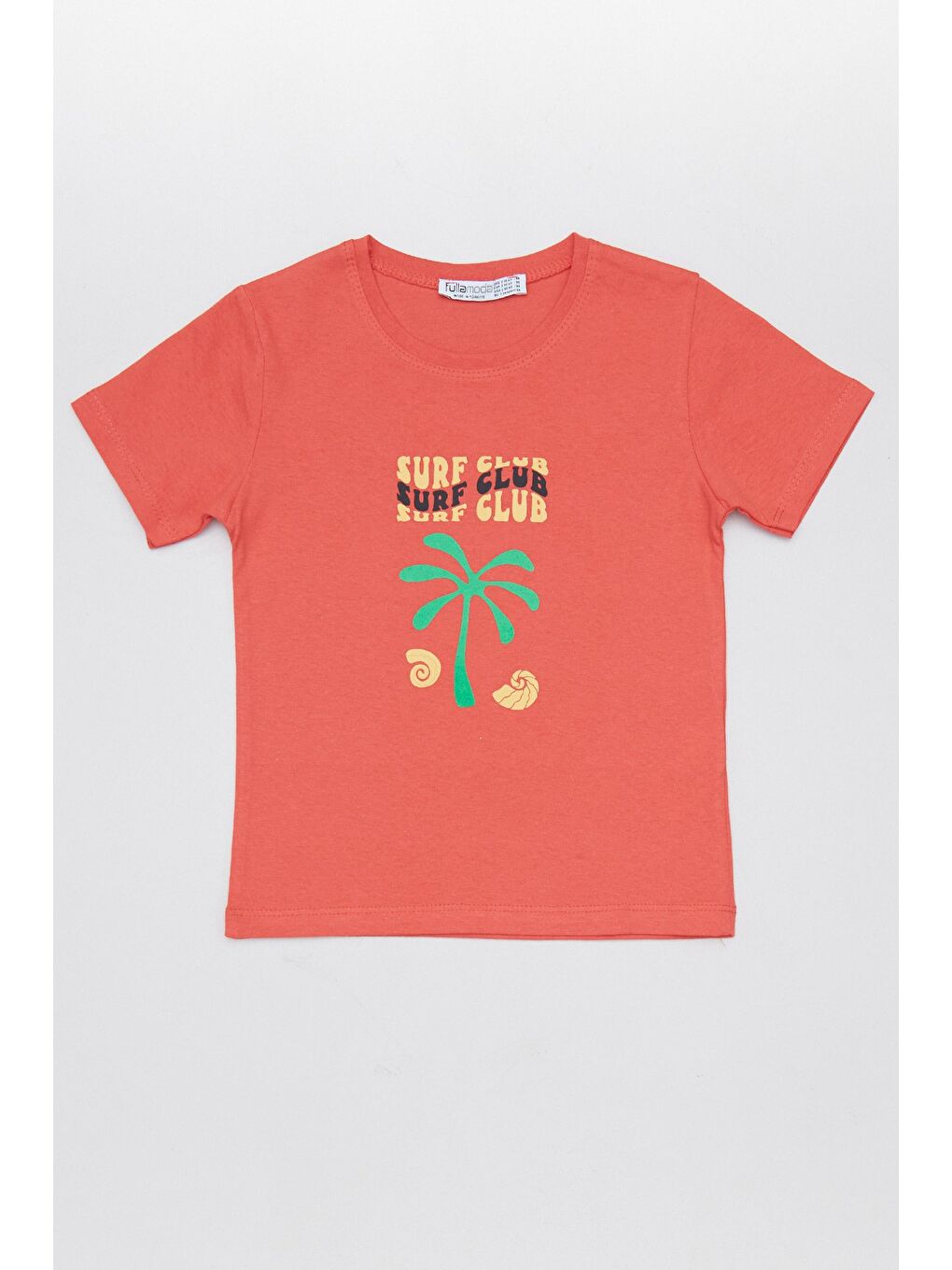 Kırmızı %100 Pamuk Surf Club Yazı Baskılı Kız Çocuk Tişört
