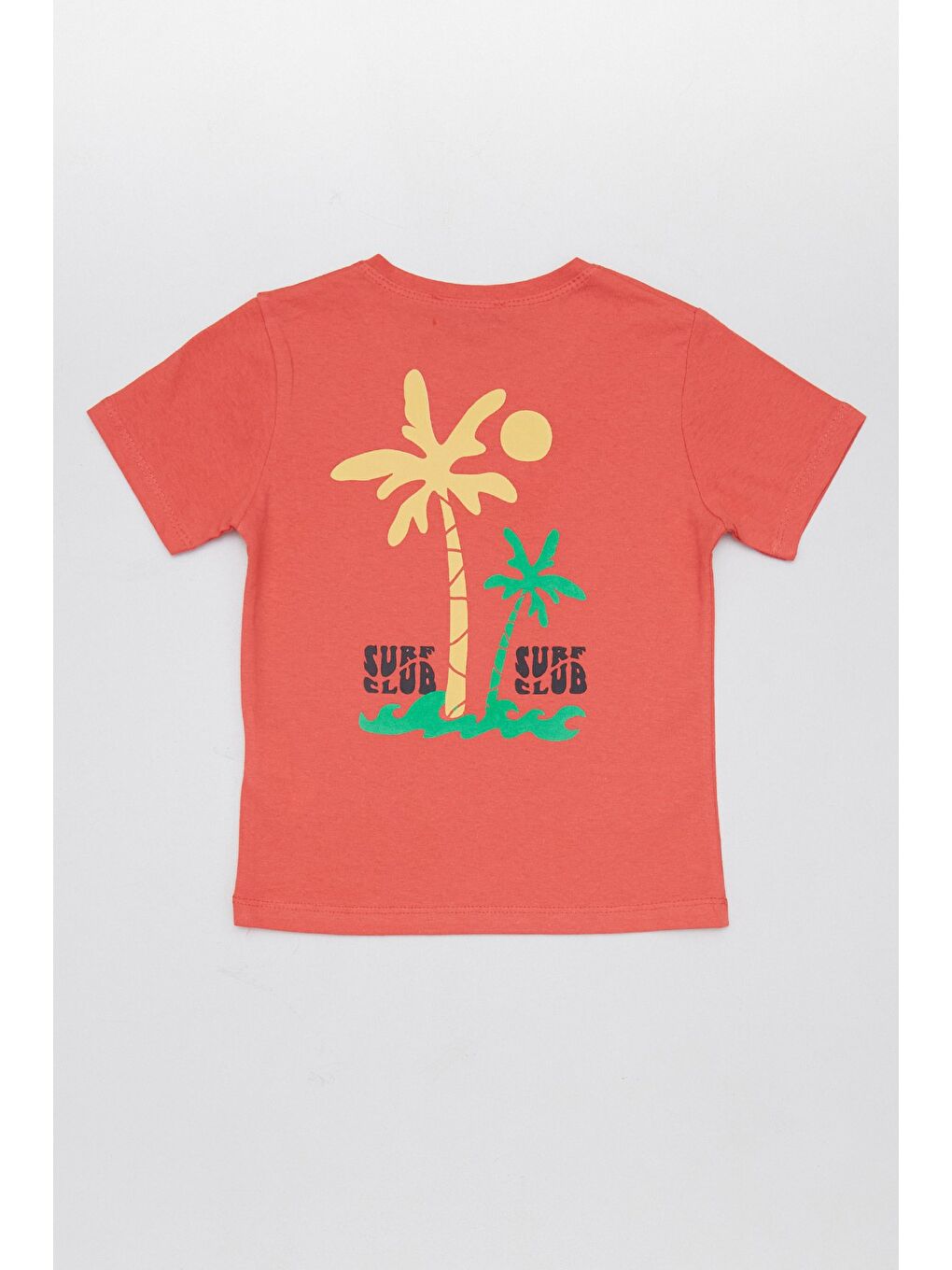 Kırmızı %100 Pamuk Surf Club Yazı Baskılı Kız Çocuk Tişört-1