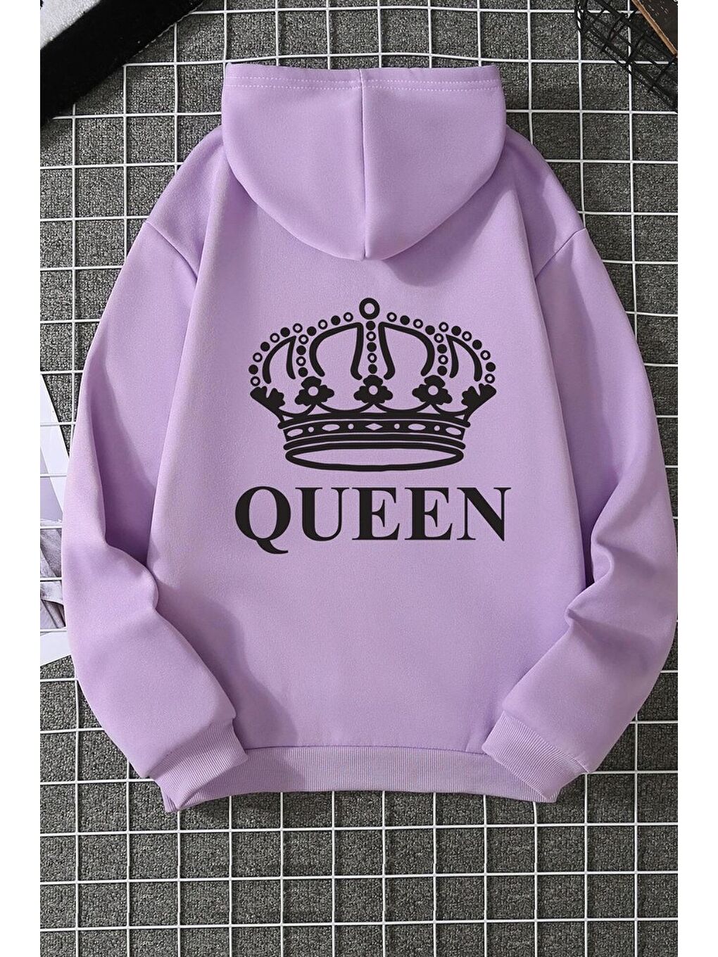 uyguntarz Lila Unisex Quenn Sırt Baskılı Sweatshirt