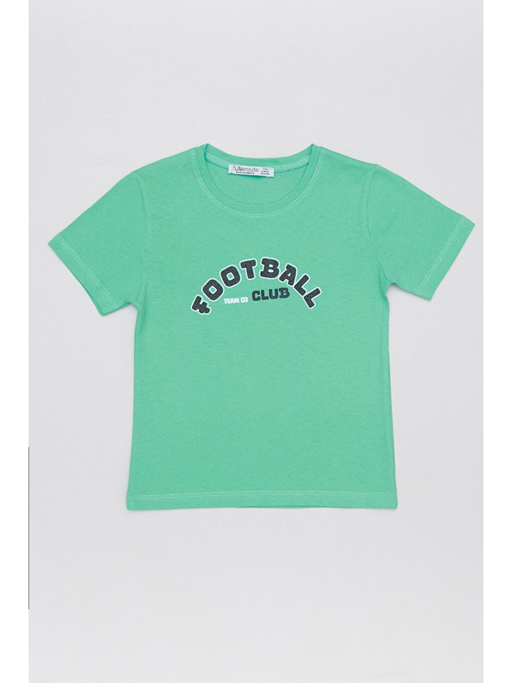 Yeşil %100 Pamuk Önü Ve Arkası Football Baskılı Erkek Çocuk Tişört