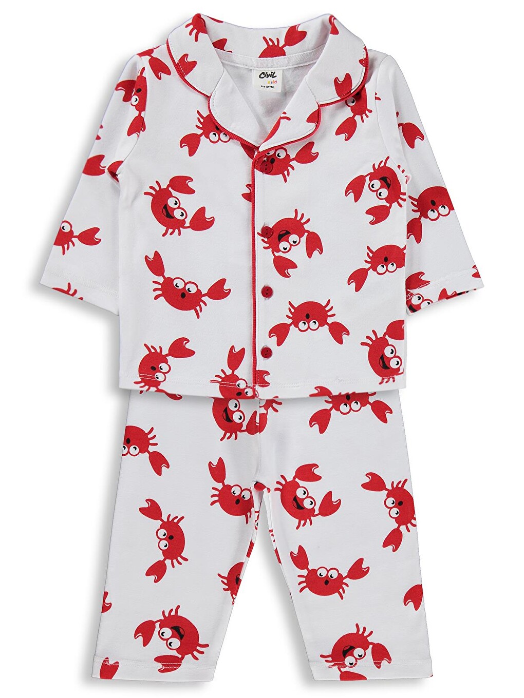 Baby Yengeç Empirme 6-18 Ay Pijama Takımı - Beyaz