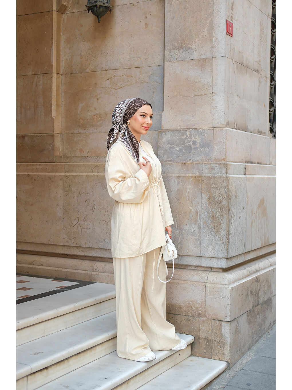 Kadın Taş Detaylı İkili Takım Bej-2