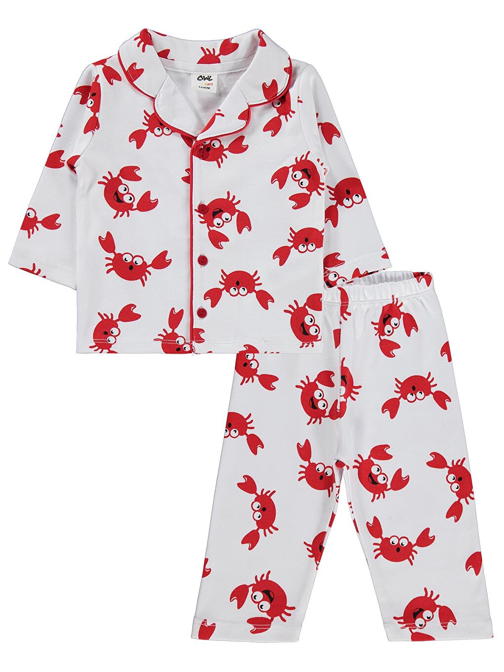 Baby Yengeç Empirme 6-18 Ay Pijama Takımı - Beyaz-3