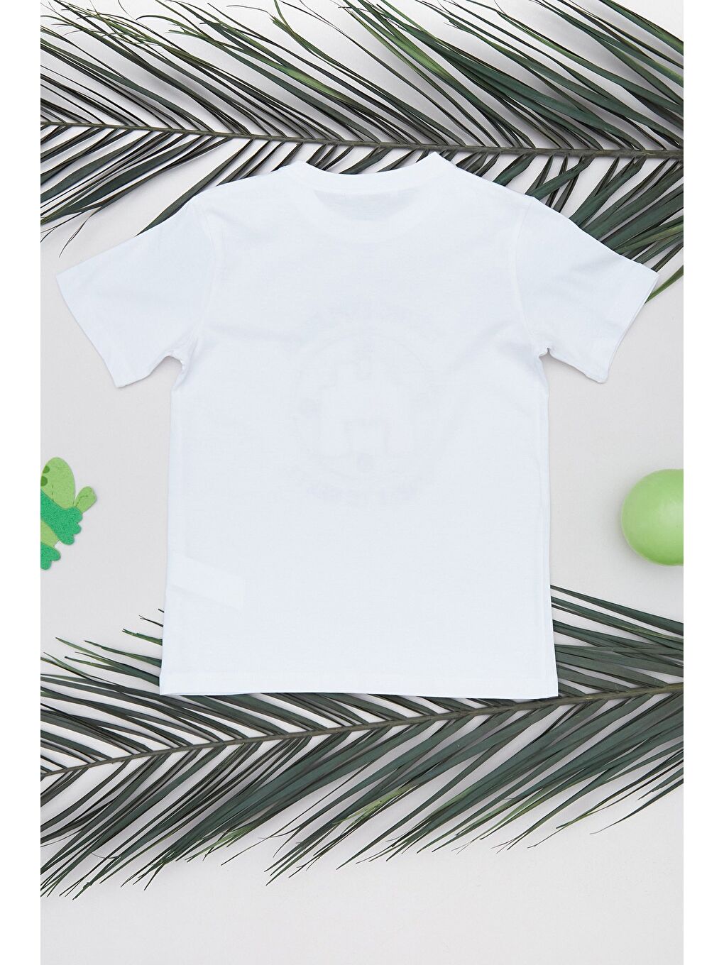 Beyaz %100 Pamuk Dürbün Nakışlı Erkek Çocuk Tişört-1