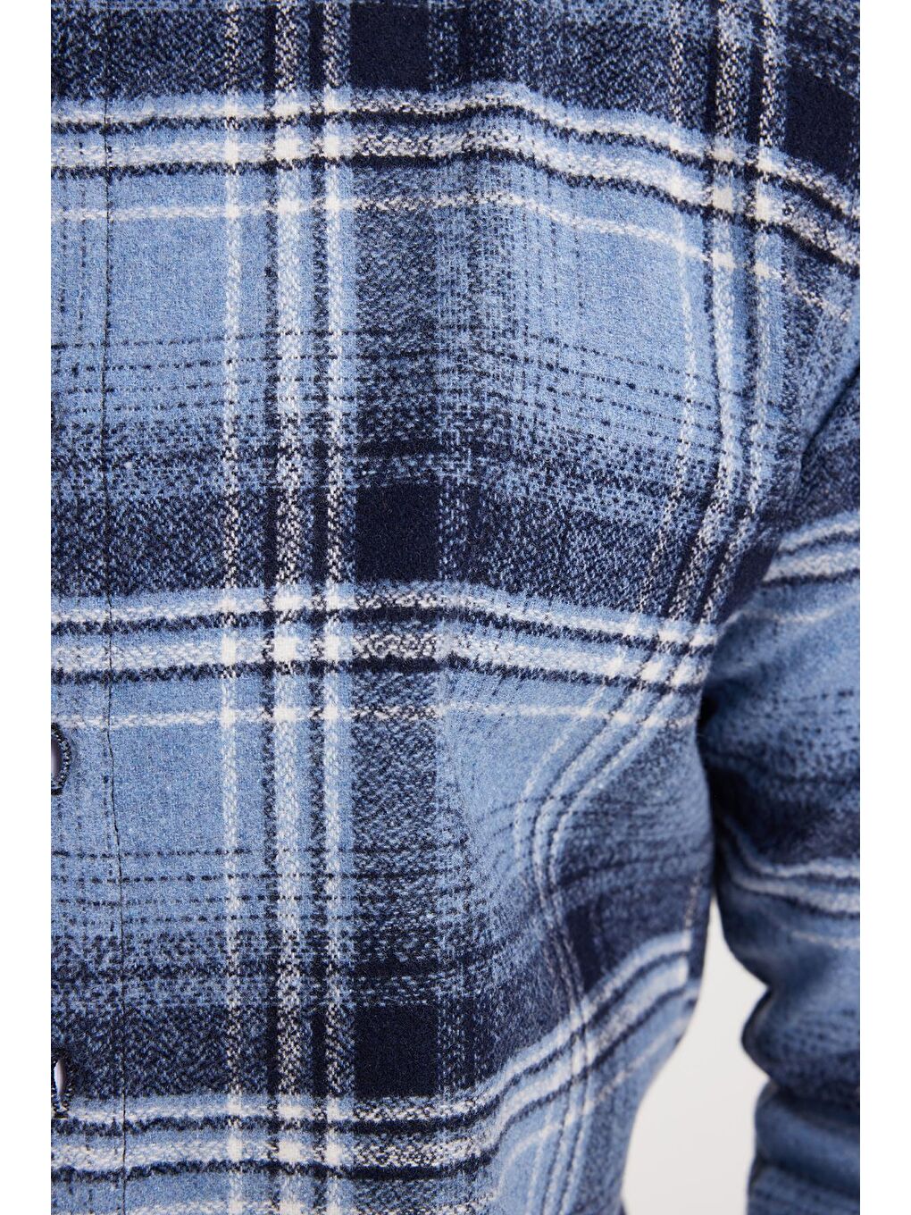 Mavi Erkek Slim Fit Dar Kesim Kareli Kışlık Oduncu Gömlek-4