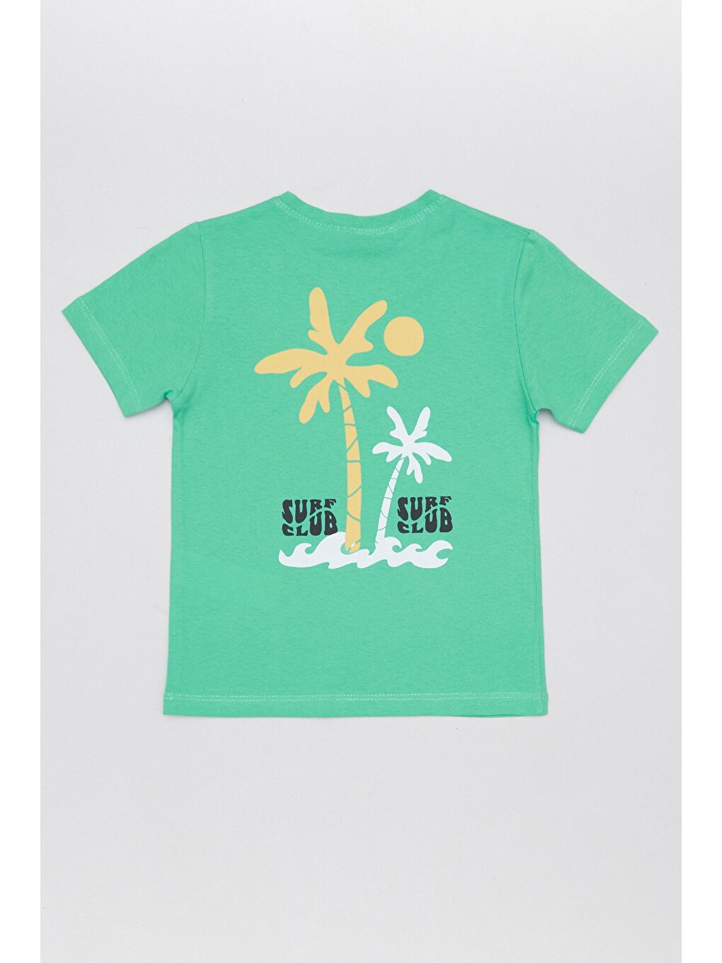 Yeşil %100 Pamuk Surf Club Yazı Baskılı Kız Çocuk Tişört-1