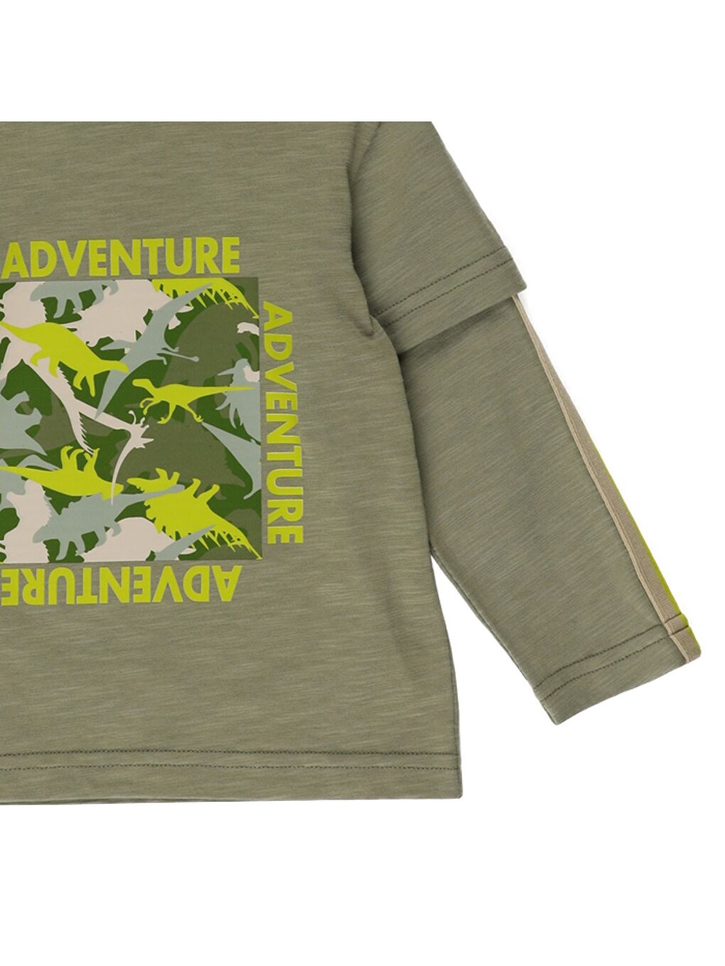 Yeşil Erkek Çocuk Baskılı Uzun Kollu Tişört-2