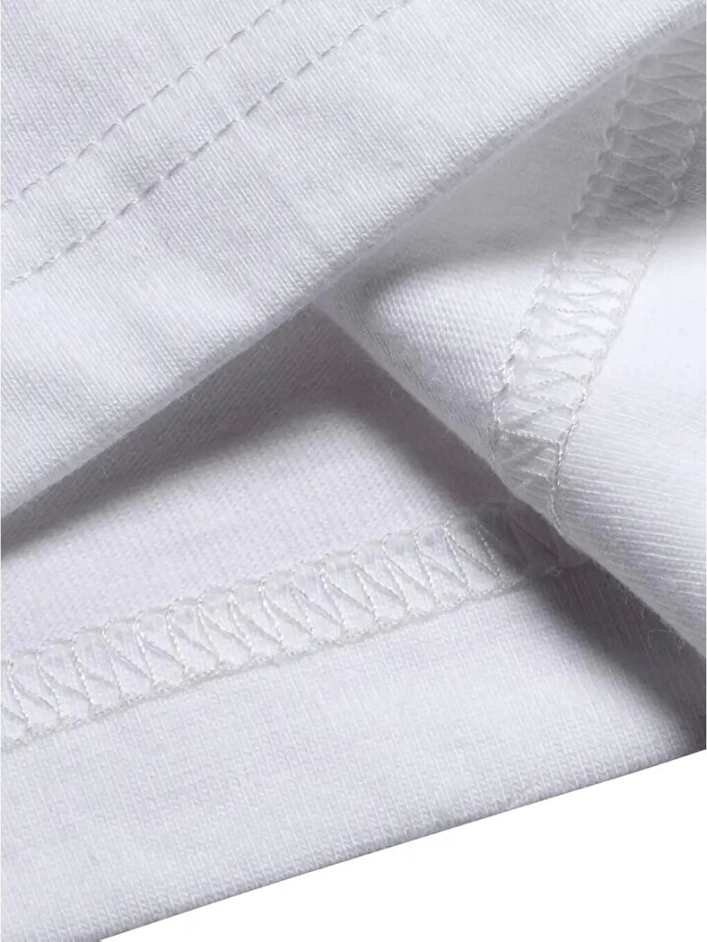 Beyaz Baskılı Oversize Bisiklet Yaka Tişört-2