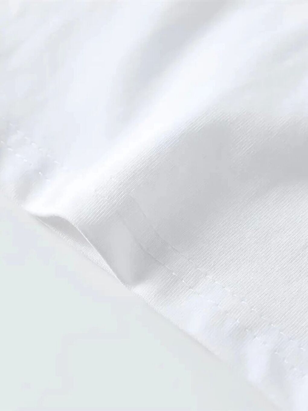 Beyaz Baskılı Oversize Bisiklet Yaka Tişört-3