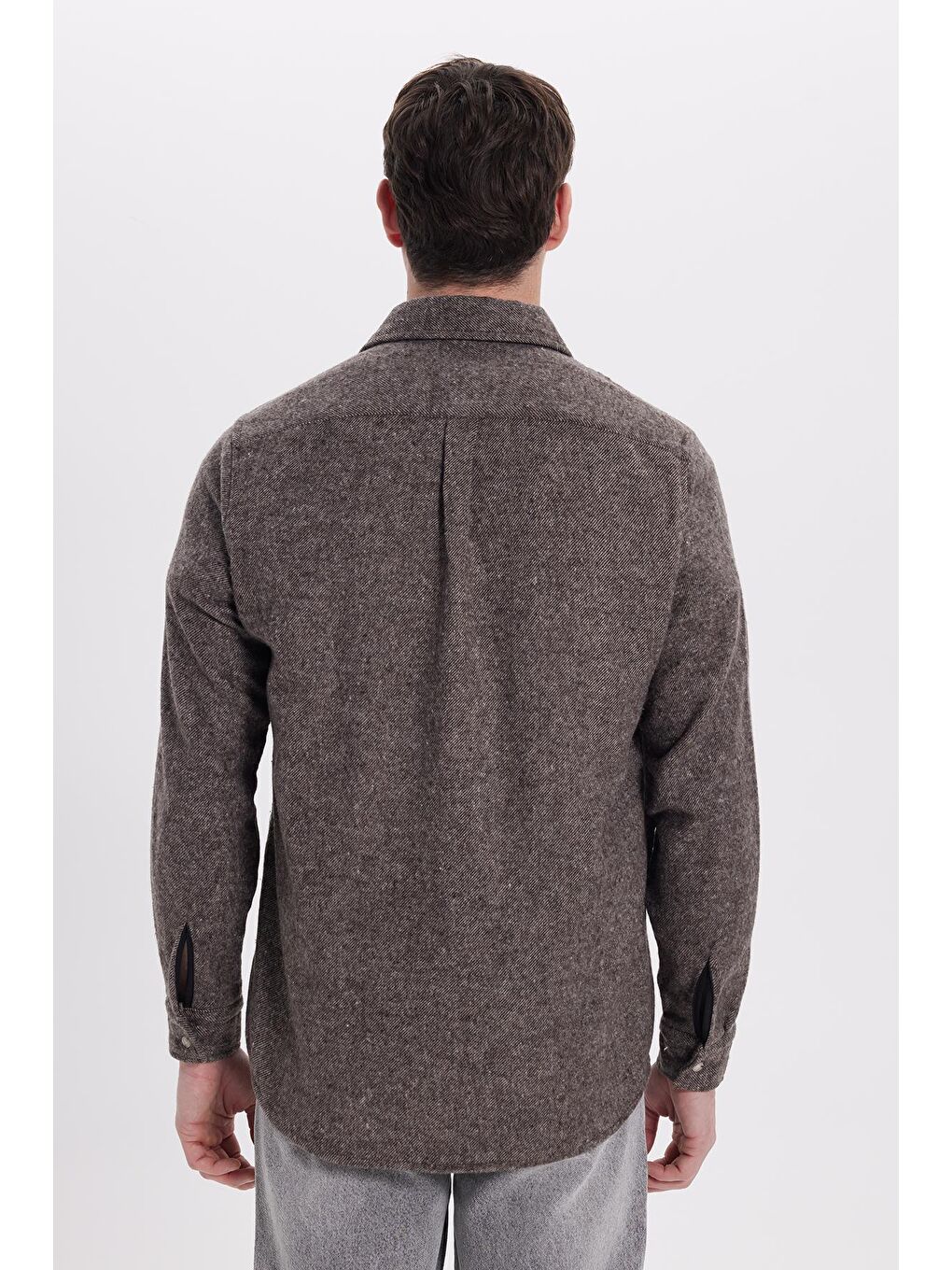 Erkek Regular Fit Klasik Kesim Düz Cepli Koyu Kahverengi Oduncu Gömlek-6