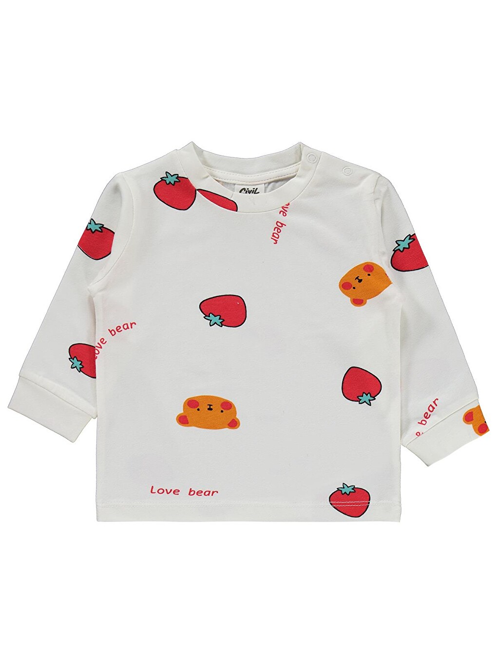 Baby Ayı Çilek Empirme 6-18 Ay Pijama Takımı - Ekru-2