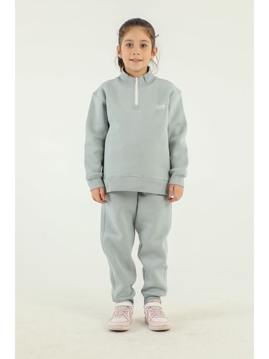 Mavi Dik Yaka Baskı Detaylı Eşofman Takım