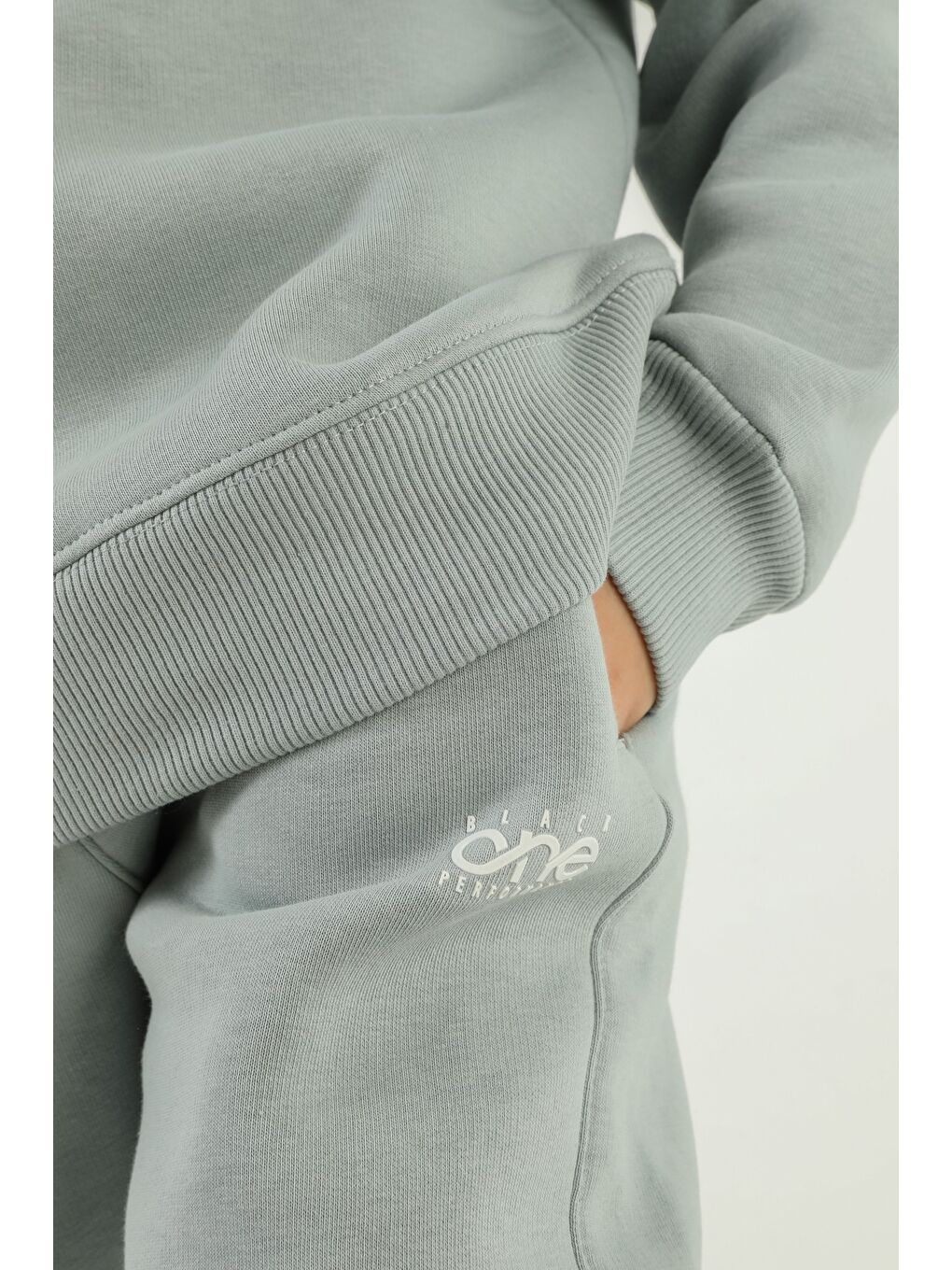 Mavi Dik Yaka Baskı Detaylı Eşofman Takım-3