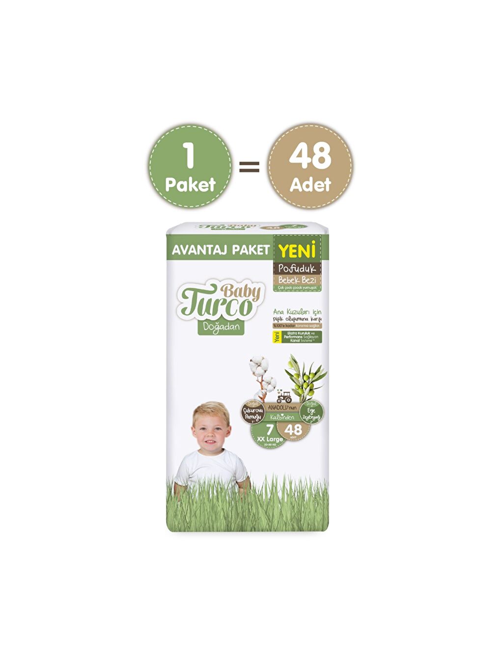 Doğadan Avantaj Paketi Pofuduk Bebek Bezi 7 Numara Xxlarge 48 Adet-1