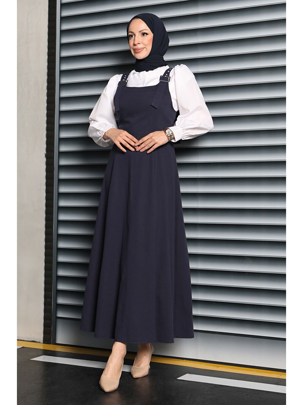 Askılı Gabardin Salopet Lacivert - 27832-LACIVERT-2