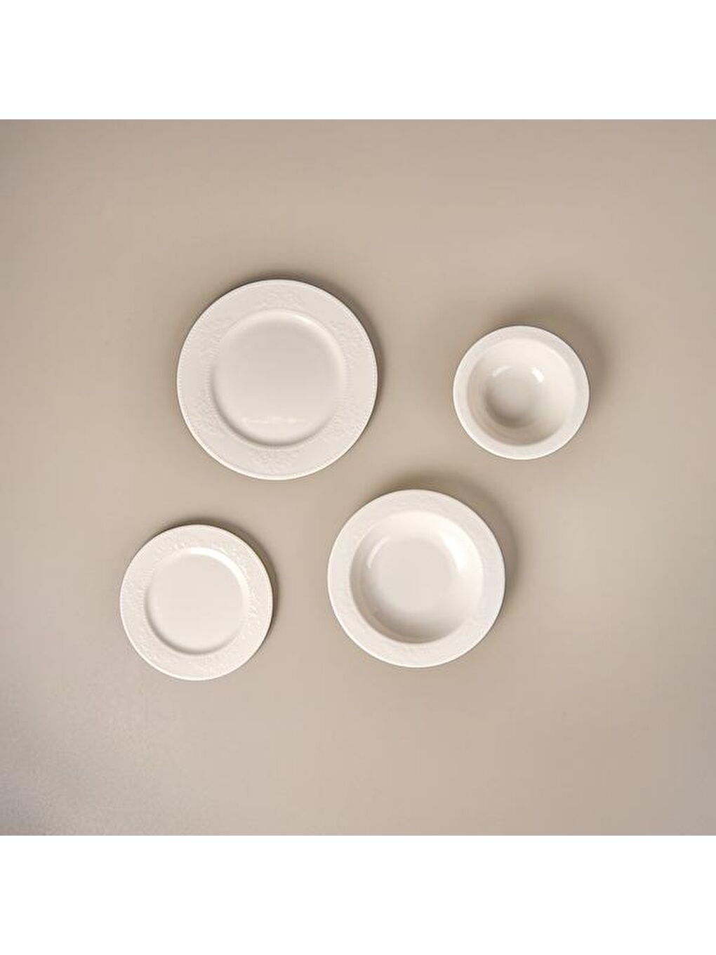Ekru Burçak 24 Parça Yemek Takımı - Krem-1