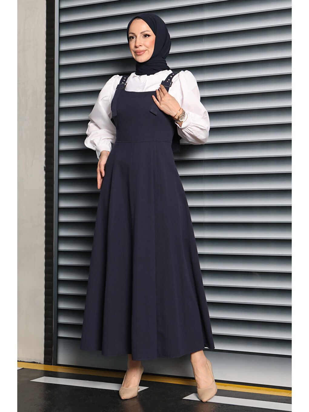 Askılı Gabardin Salopet Lacivert - 27832-LACIVERT-4