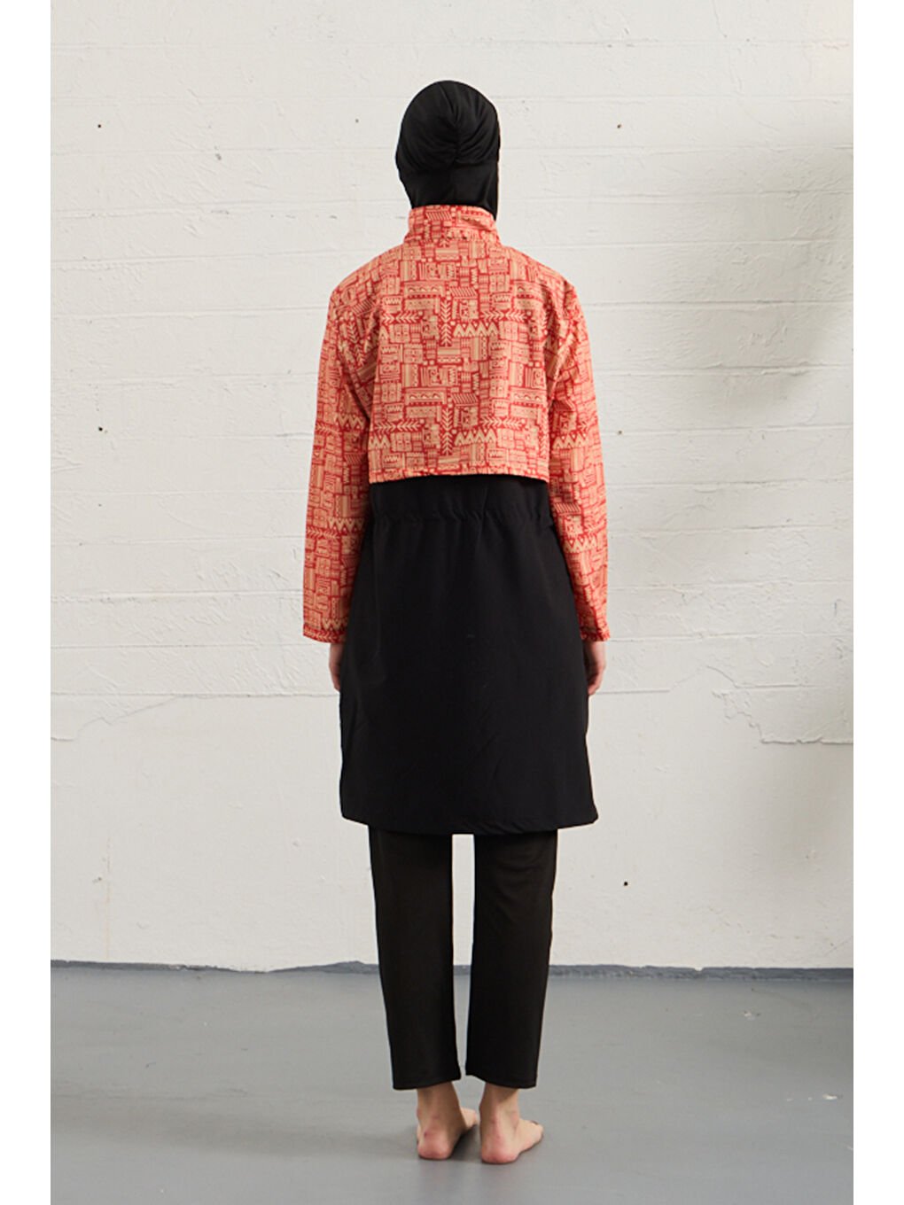 Spor Elastan Tam Kapalı Tesettür Mayo 1527-183 Siyah-3