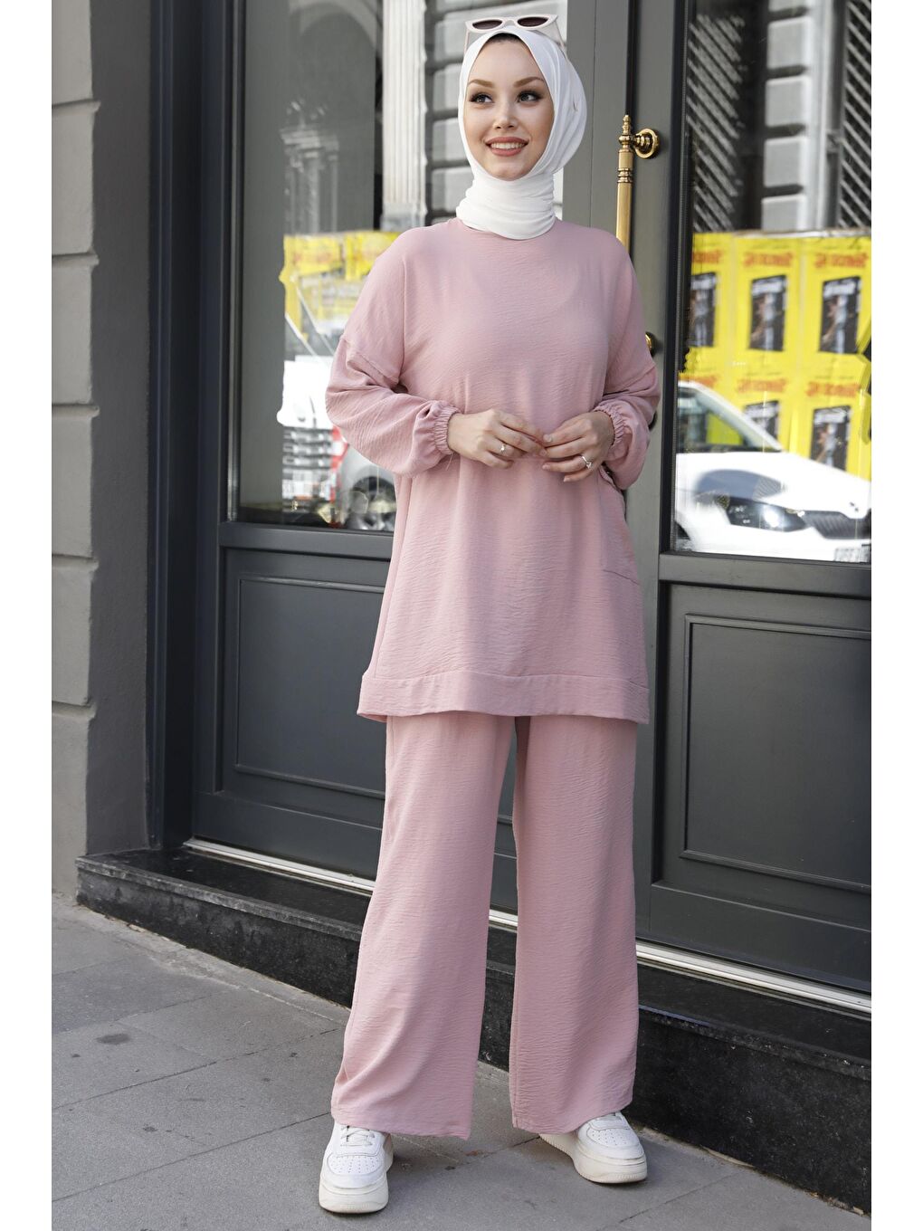 TOFİSA Pembe Düz Orta Pembe Tunik Kadın Pantolon - 10542 - 3