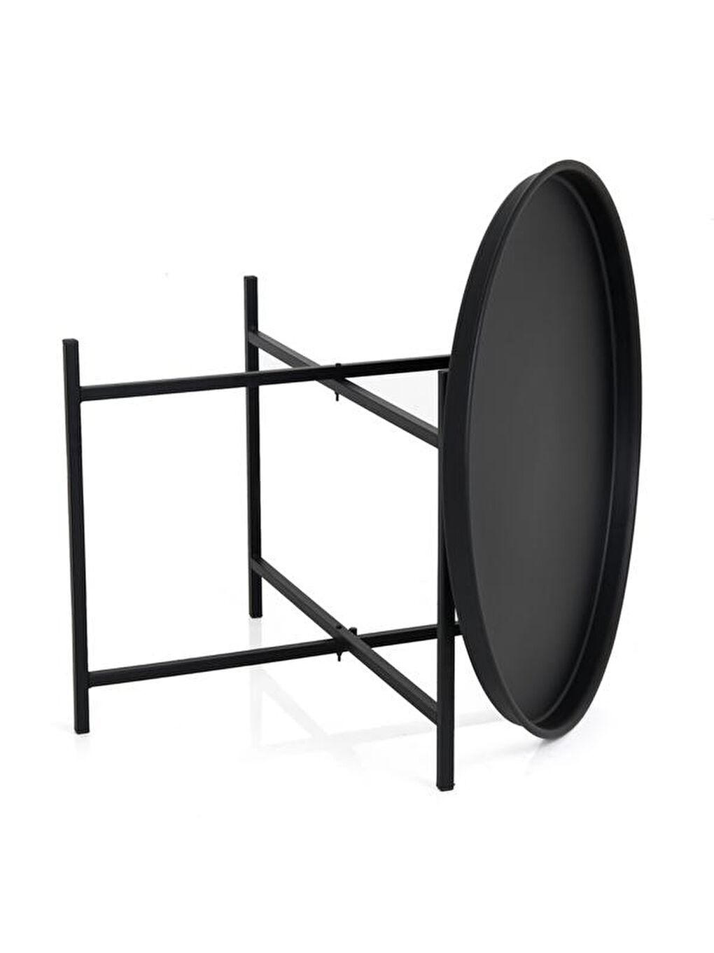 Modern Katlanır Orta Sehpa - Siyah-4