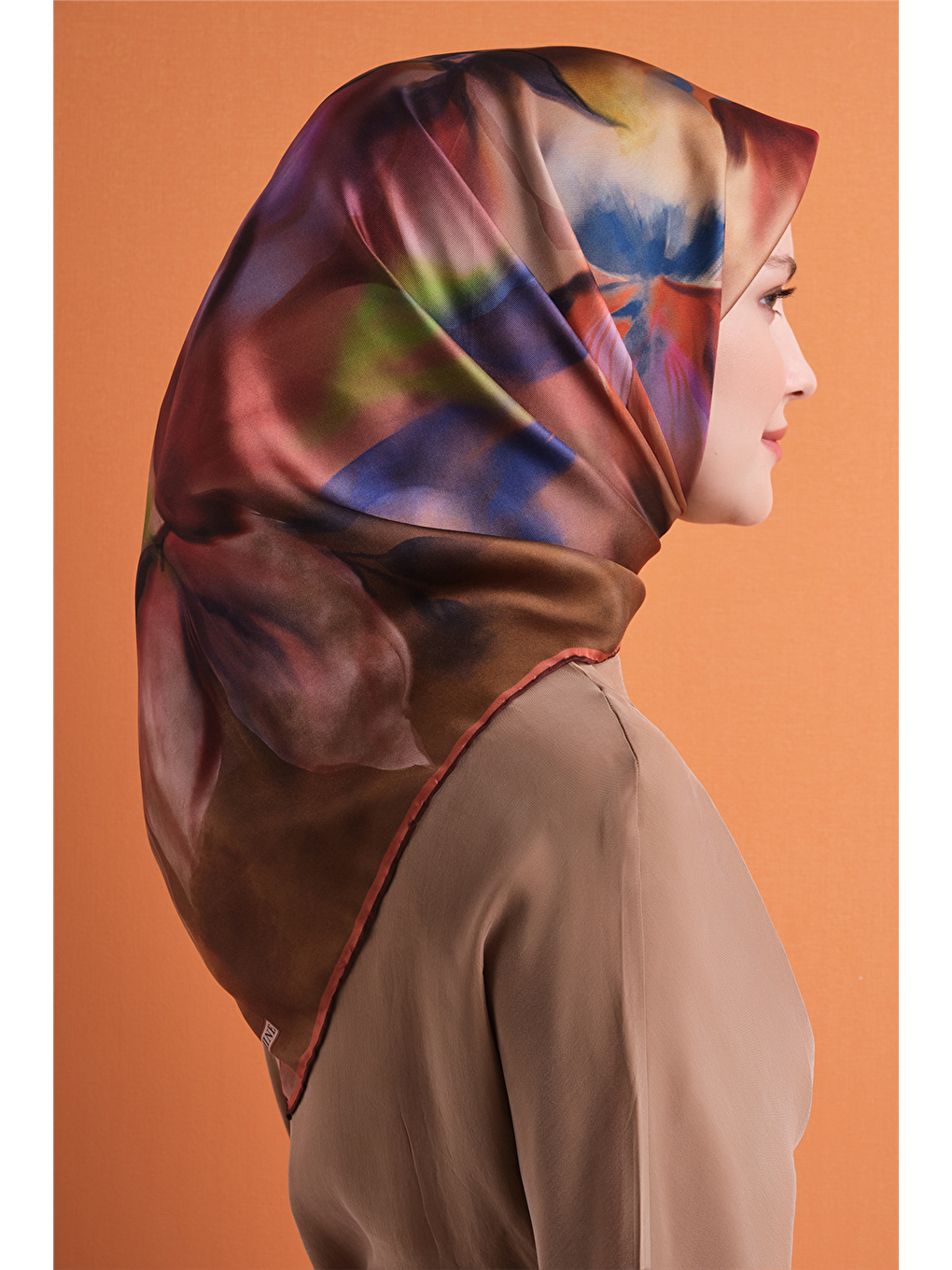 Kahverengi Saf İpek Twill Eşarp 9603d 36-3