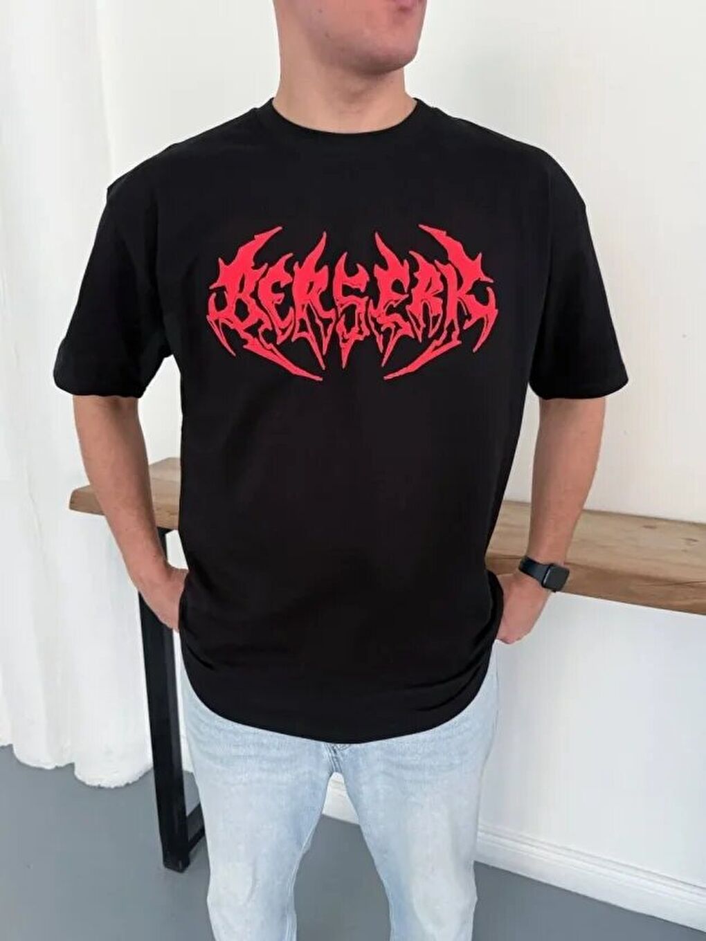 Siyah Erkek Baskılı Tişört