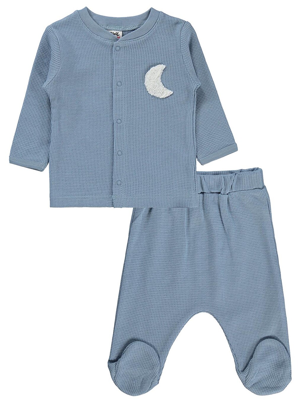 Baby Hilal Baskılı 1-9 Ay Pijama Takımı - Mavi-2