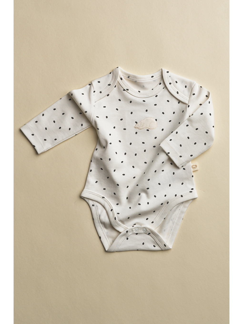 Beyaz Kutup Ayısı Nakışlı Uzun Kollu Çıtçıtlı Bebek Body-1