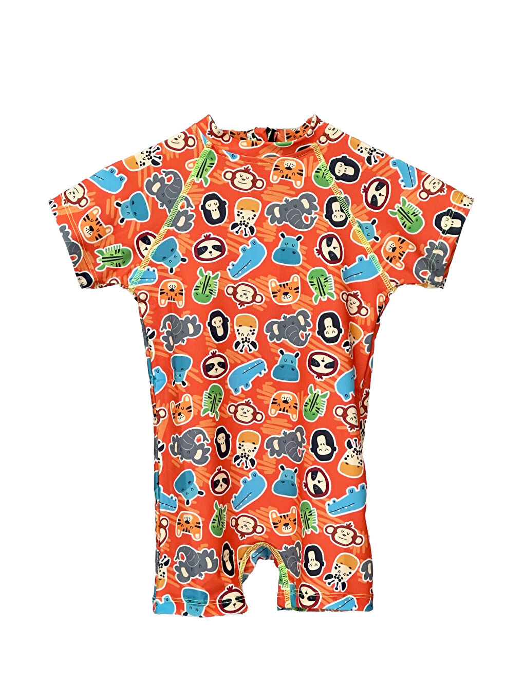 Turuncu UV Korumalı Tulum Kısa Kollu Şortlu Çocuk Bebek Yüzücü Mayo C64 Zoo