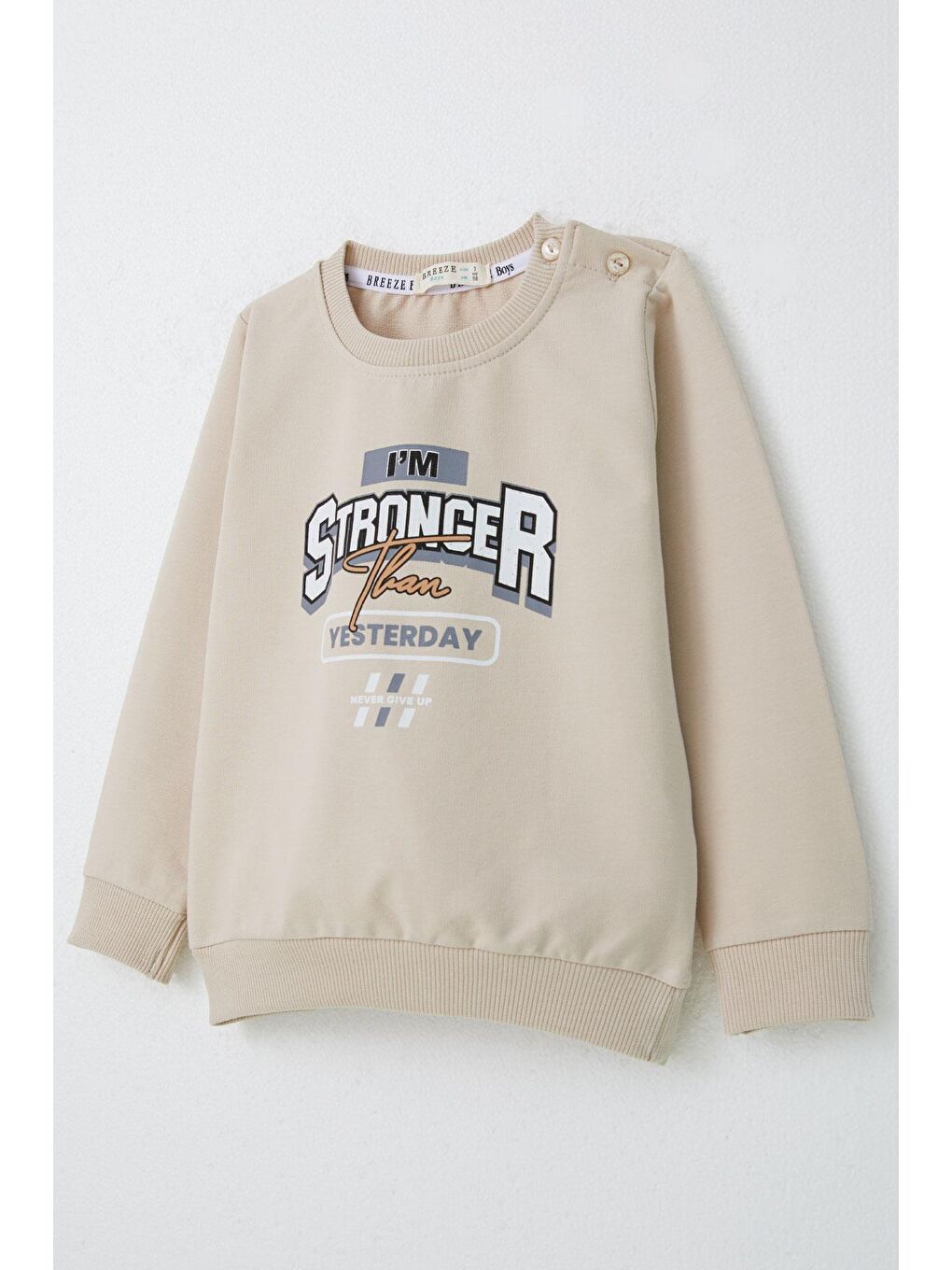 Erkek Bebek Eşofman Takım Yazı Baskılı Bej (2 Yaş)-6