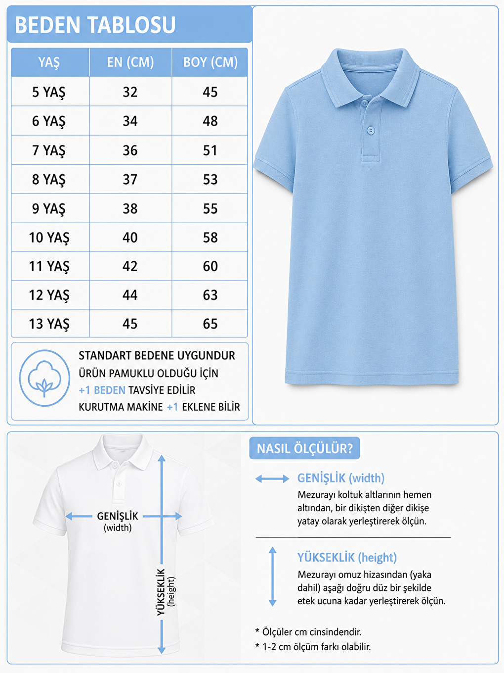 Mavi Kids Polo Yaka Basic Kısa Kollu Unisex Çocuk Tişört-1